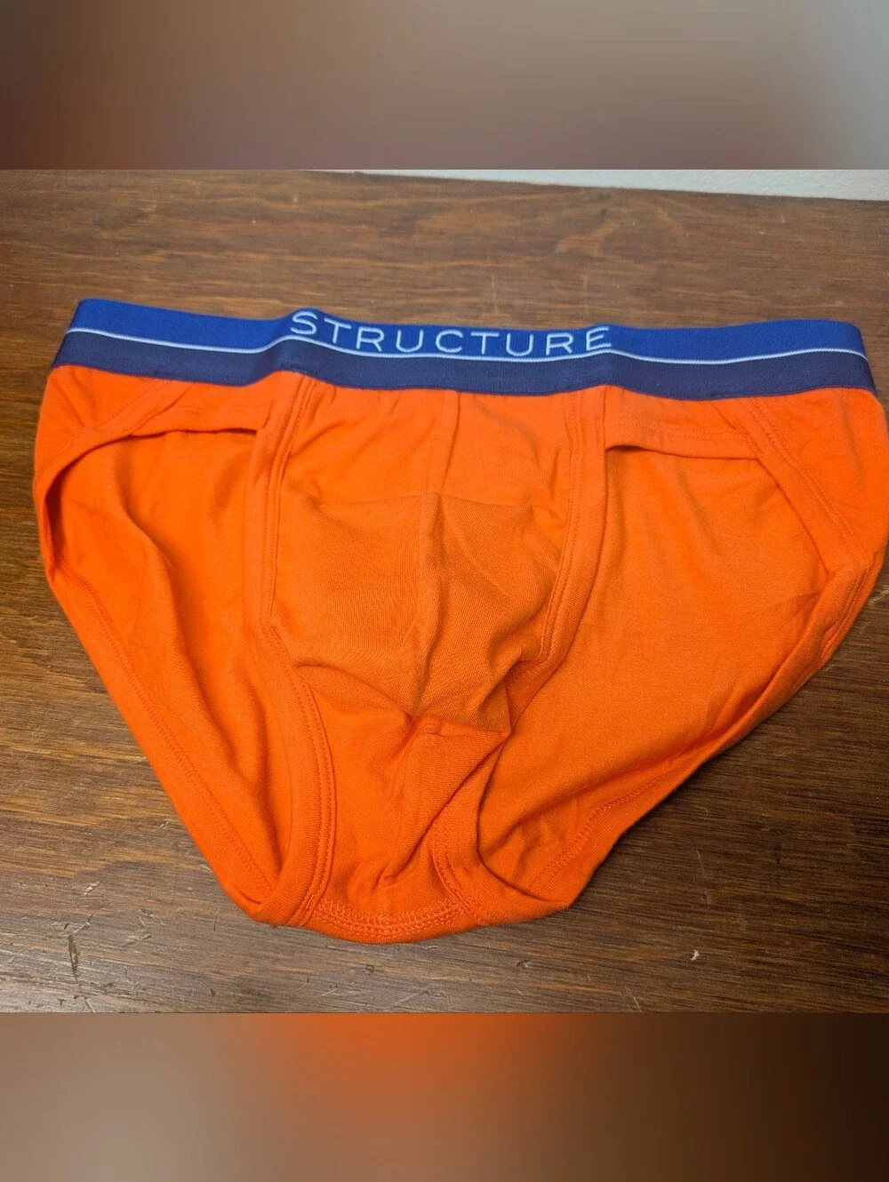 Sm 28-30 Structure Men’s Sport Briefs 2 Pk Blue, Orange 95% Cotton Soft Stretch